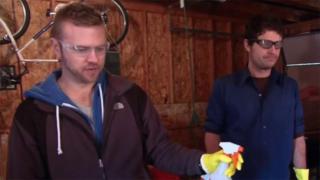 Metal Fireplace, Brick Wall, and Cork Floor
