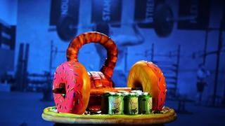 Doughnut Dumbbells and a Wine Fountain Cake Doughnut Dumbbells and a Wine Fountain Cake