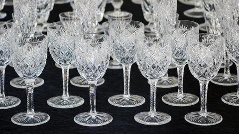 Goalie Pads; Crystal Wine Glasses