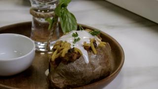 Remixed Gooey Gruyere Grilled Cheese, Tomato Soup & Baked Potato Remixed Gooey Gruyere Grilled Cheese, Tomato Soup & Baked Potato