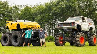 Two Lifted Lambo Mud Truck!