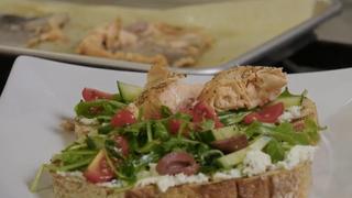 Pesto Salmon and salad toast