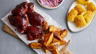 Barbecue Chicken, Roast Potatoes and Corn Barbecue Chicken, Roast Potatoes and Corn