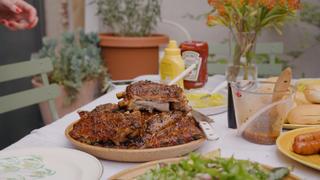 Tangy Grilled Ribs and Zucchini Salad
