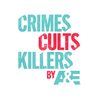 Crime Cults Killers by A and E channel logo