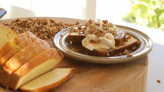 Pound Cake Topped with Toffee Sauce & Pecans Pound Cake Topped with Toffee Sauce & Pecans